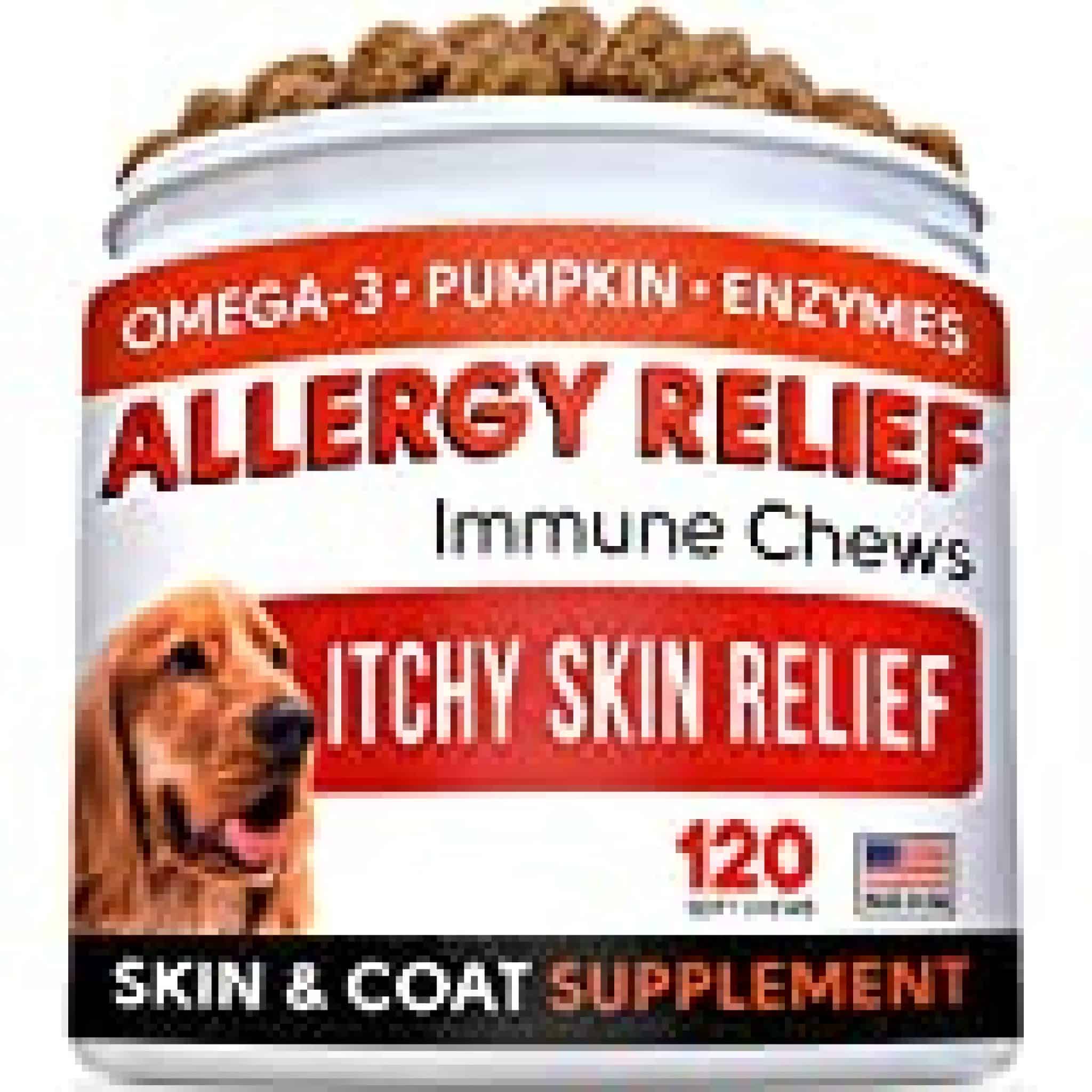 Allergy Relief Dog Treats w/ Omega 3 + Pumpkin + Enzymes + Turmeric ...