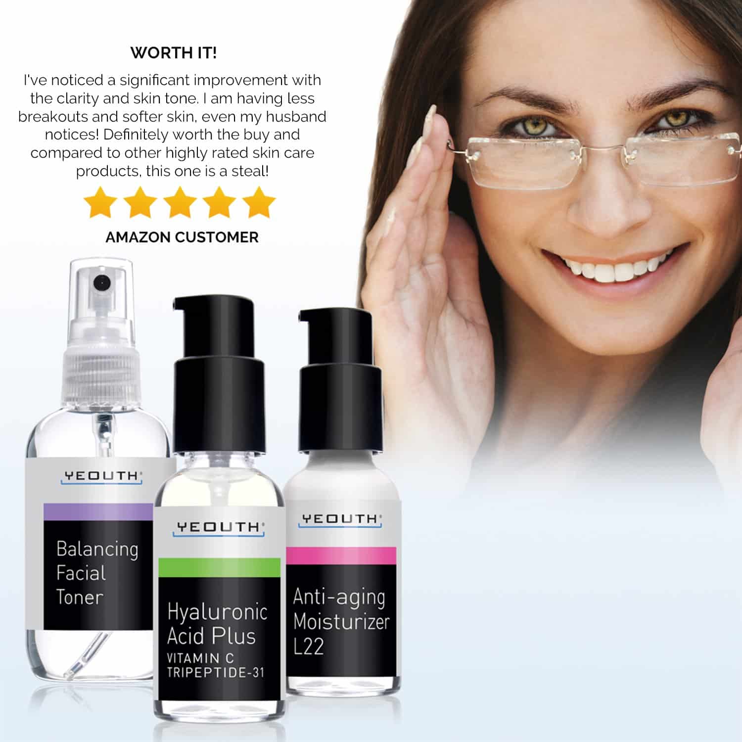 Best Anti Aging 3 Pack Skin Care System by YEOUTH, Professional Grade ...