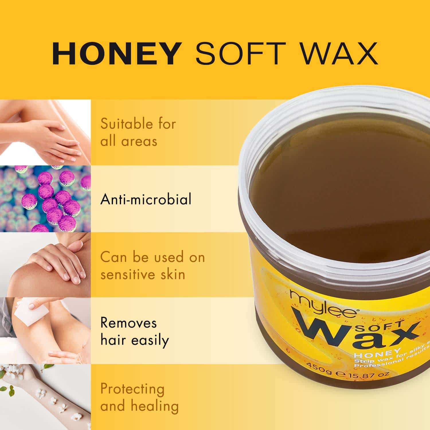 Mylee Honey Soft Creme Wax for Sensitive Skin 450g, Microwavable &  Wax ...