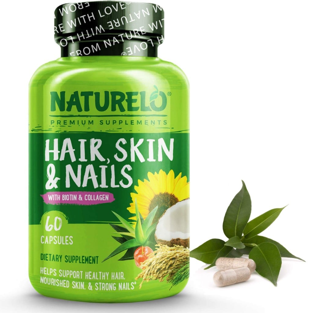 NATURELO Hair, Skin and Nails Vitamins  5000 mcg Biotin, Natural ...
