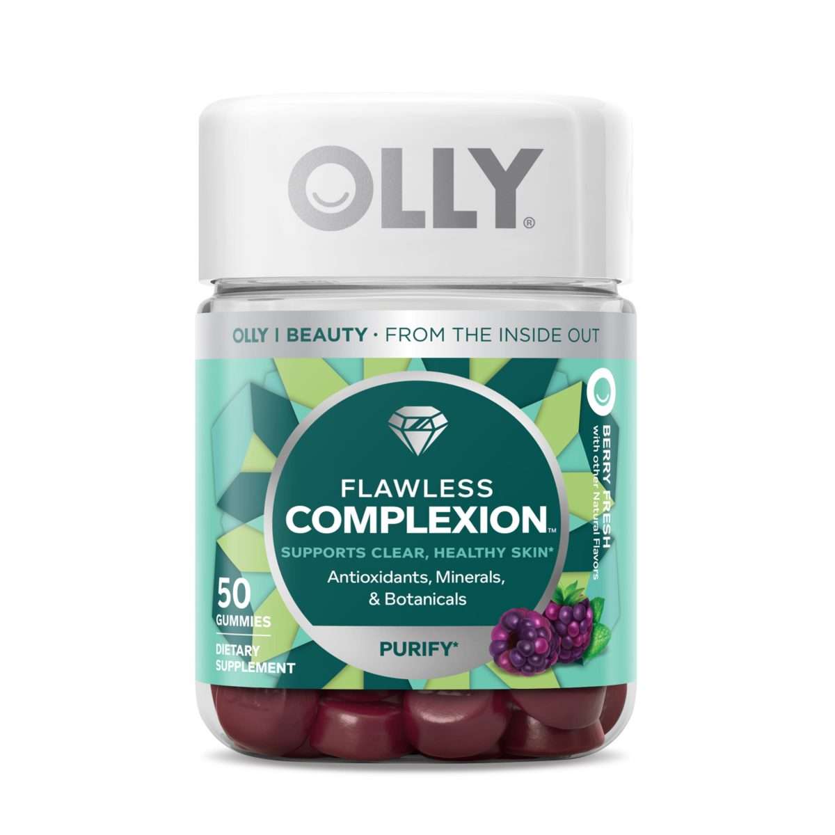 OLLY Flawless Complexion Gummy, Skin Support, Vitamins E, A, Zinc, 50 ...
