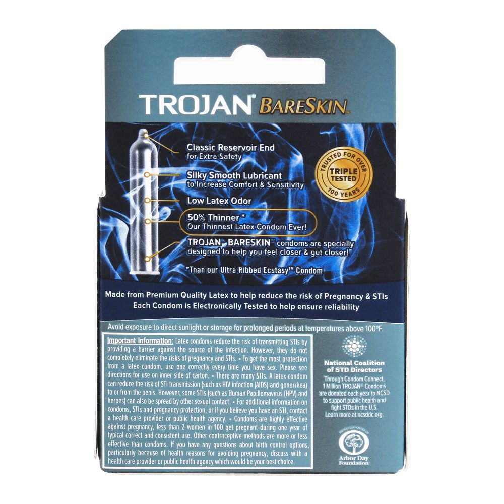 Order Trojan Bare Skin Get Closer! Lubricant Latex Condom, 3