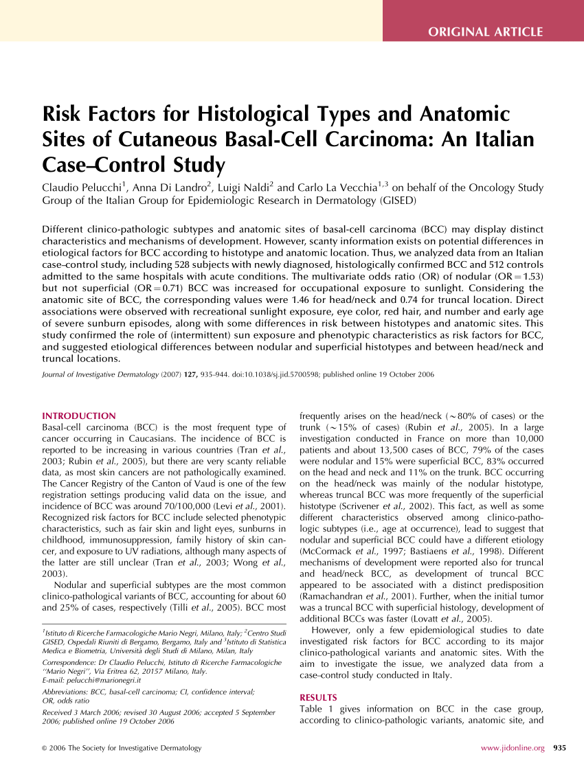 (PDF) Risk Factors for Histological Types and Anatomic ...