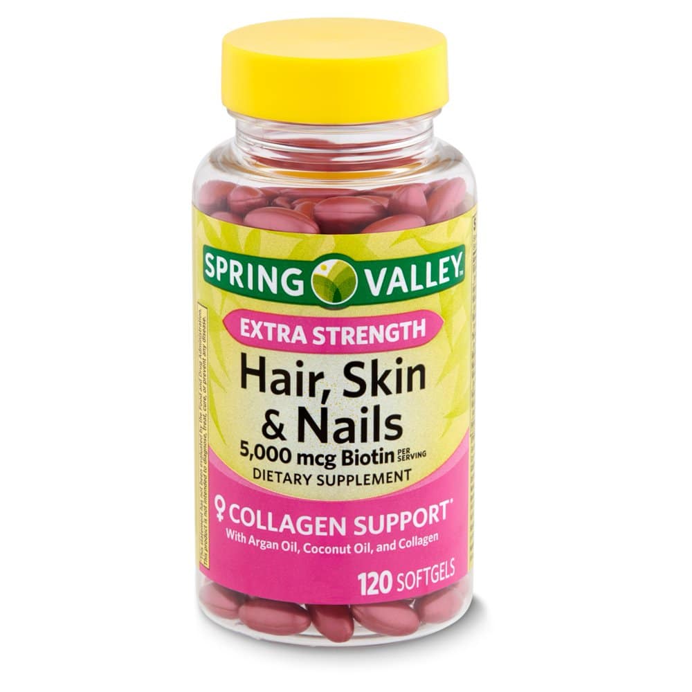 Spring Valley Extra Strength Biotin Hair, Skin &  Nails Dietary ...