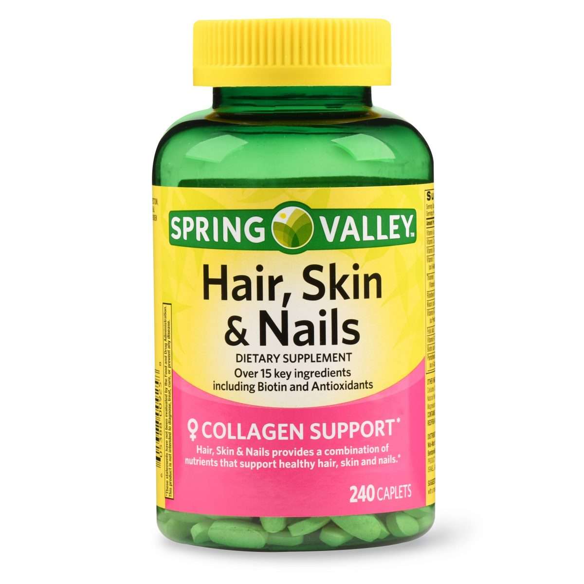 Spring Valley Hair, Skin &  Nails Caplets with Biotin &  Antioxidants ...