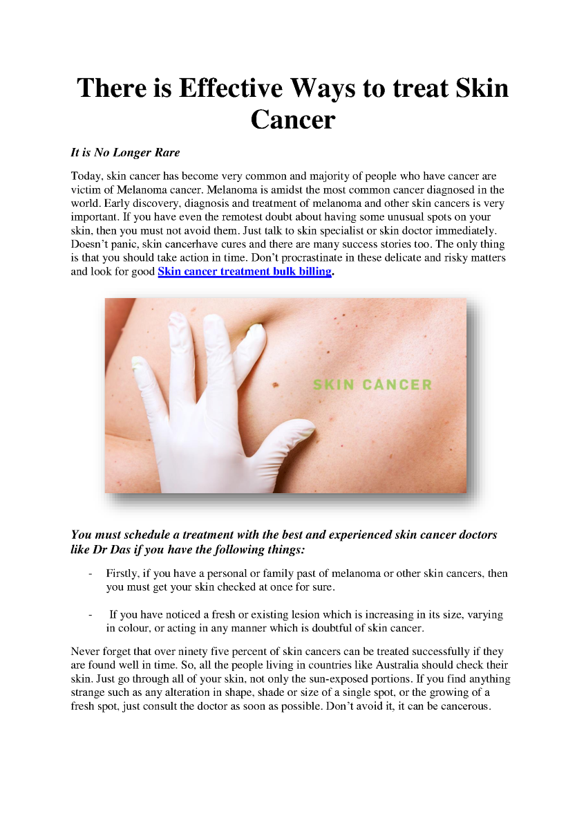 There is Effective Ways to Treat Skin Cancer