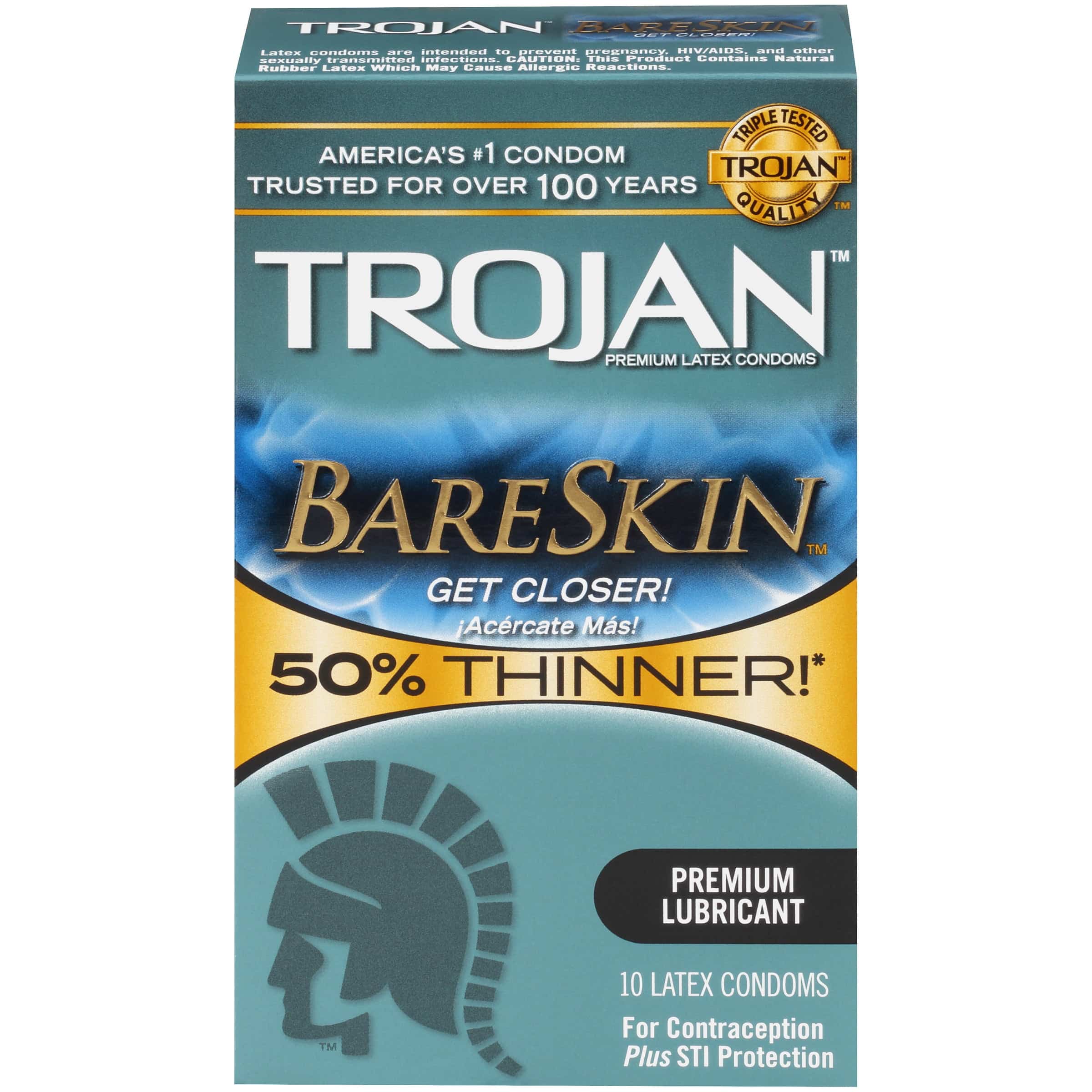 Trojan Bareskin Premium Thin Lubricated Condoms